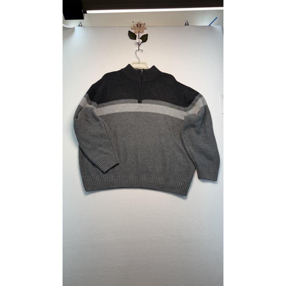 Park Slope New York Mens Sweater Knit 1/4 Zip Mock Neck Cozy Black /Gray 4X